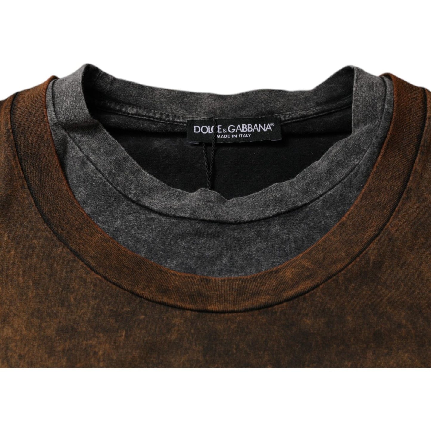 Dolce & Gabbana Brown Cotton Crew Neck Sleeveless T-shirt TSH87327-52