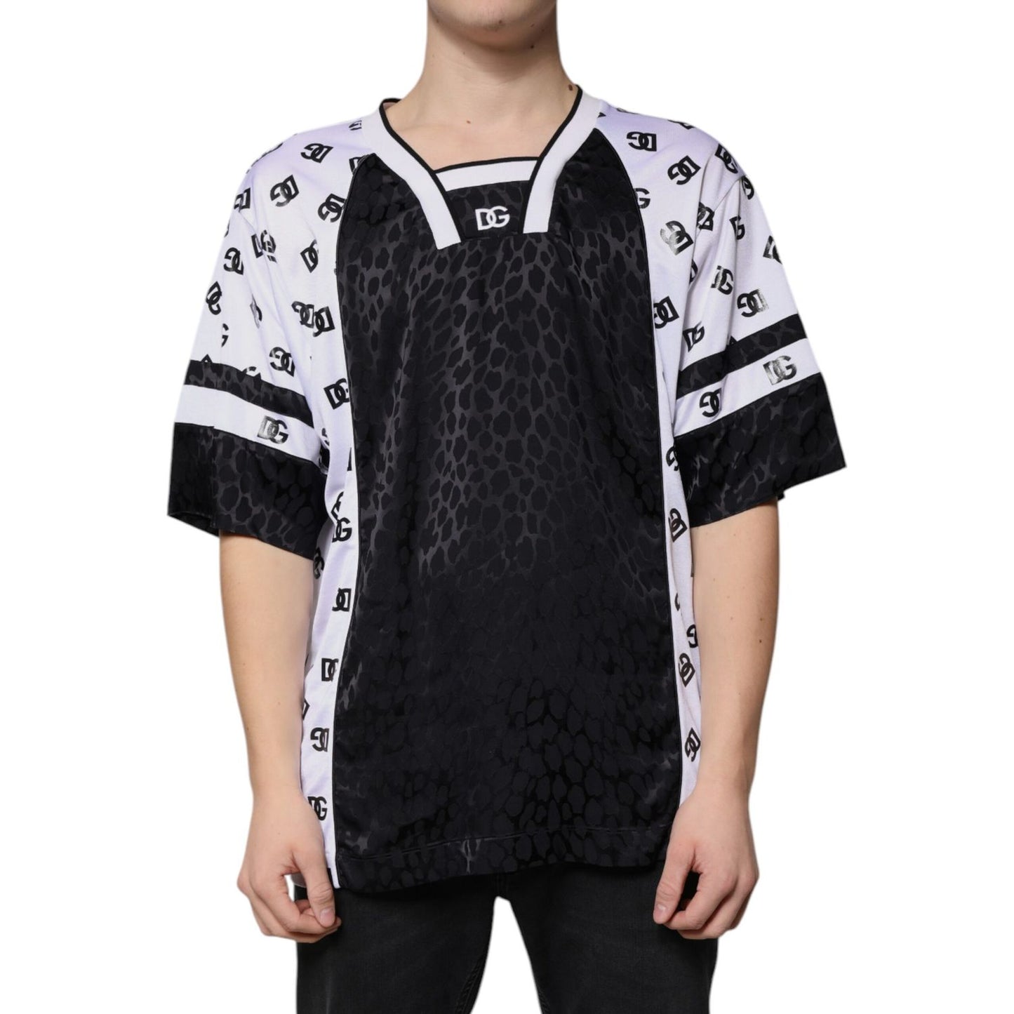 Dolce & Gabbana Black White Logo Men Short Sleeves T-shirt