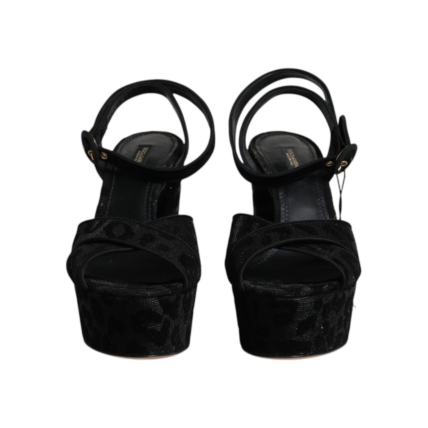 Dolce & Gabbana Black Leopard Platform Heels Sandals Shoes