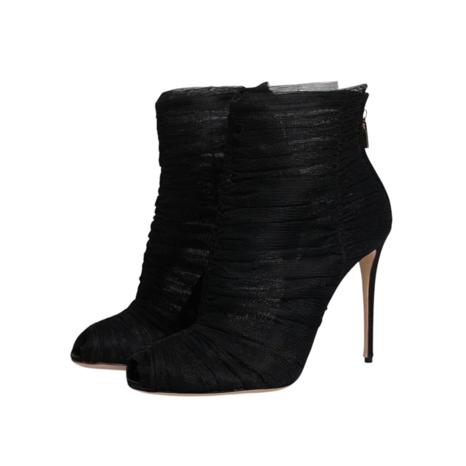 Dolce & Gabbana Black Mesh Stiletto Heels Ankle Boots Shoes