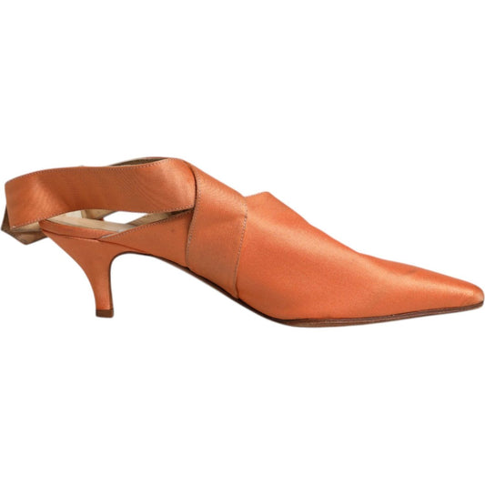 Dolce & Gabbana Dolce & Gabbana Orange Kitten Heels Slingback Sandals Shoes LA12217-40 1728,67345645728,Dolce & Gabbana,EU40/US9.5,Material: Leather,Orange,Preowned / Defect,Sandals - Women - Shoes,Shoes,Women,Women - Shoes