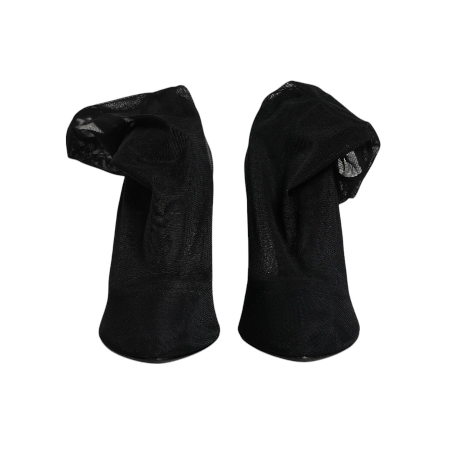 Dolce & Gabbana Black Silk Mesh Sock Style Boots Shoes