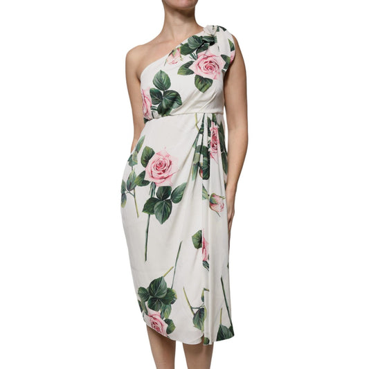 Dolce & Gabbana Dolce & Gabbana White Floral Silk One Shoulder Midi Dress DR81492-48 1728,67345645728,Clothing,Dolce & Gabbana,Dresses - Women - Clothing,IT38|XS,IT48|XXL,Material: 94% Silk 6% Elastane,New with tags,White,Women,Women - Clothing