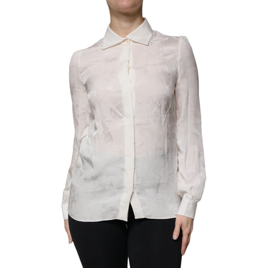 Dolce & Gabbana Dolce & Gabbana White Silk Collared Long Sleeves Shirt Top TSH86825-38 1728,67345645728,Clothing,Dolce & Gabbana,IT38 | XS,Material: 100% Silk,Preowned / Defect,Tops & T-Shirts - Women - Clothing,White,Women,Women - Clothing