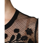 Dolce & Gabbana Black Floral Lace Short Sleeves Blouse Top