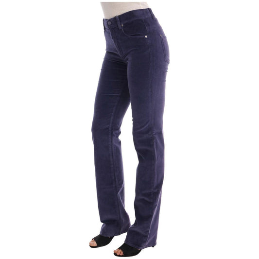 Ermanno Scervino Chic Purple Corduroy Bootcut Flare Pants Ermanno Scervino Dark Slate Gray