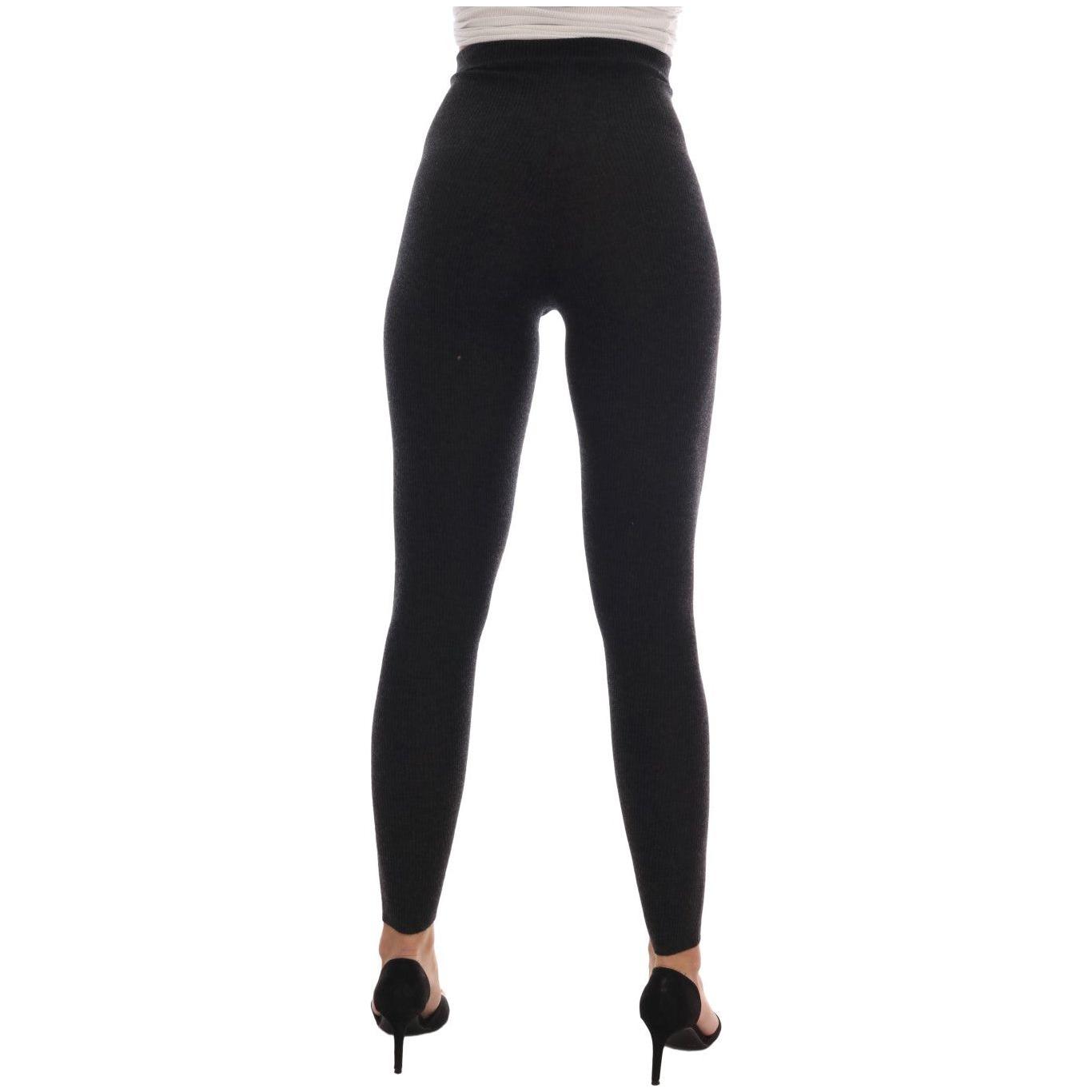 Dolce & Gabbana Elegant Gray Cashmere High Waist Pants Dolce & Gabbana Black