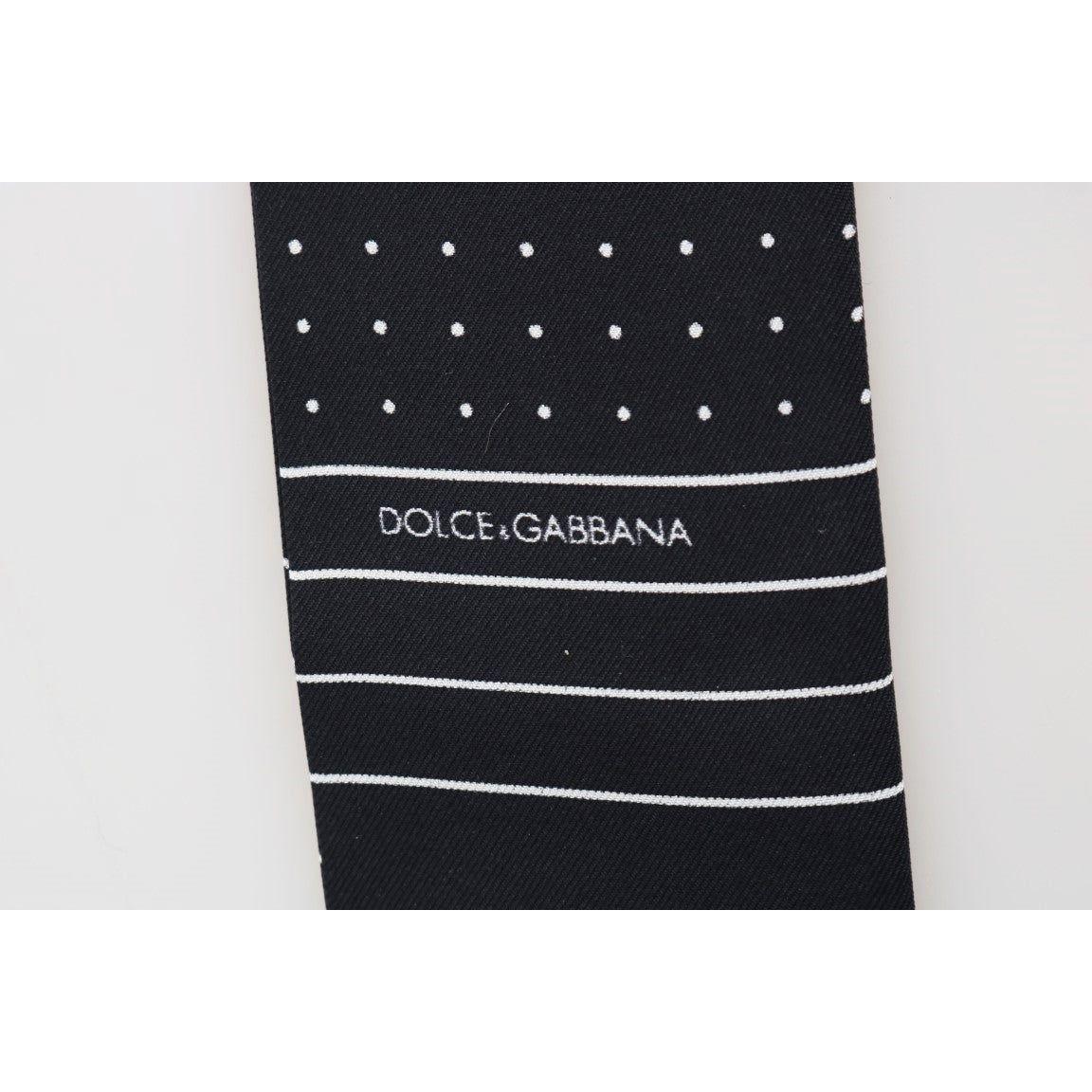 Dolce & Gabbana Dark Blue Polka Dotted Silk Scarf