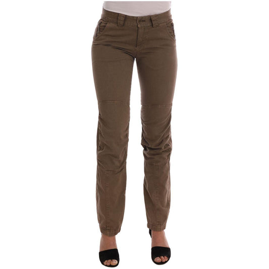 Ermanno Scervino Chic Brown Casual Cotton Pants Ermanno Scervino Dark Olive Green