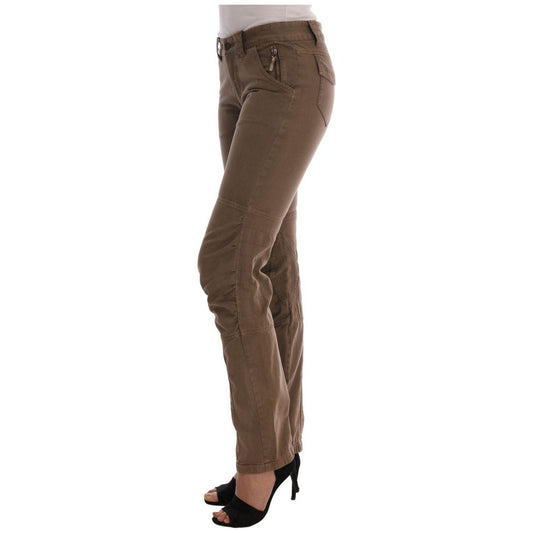 Ermanno Scervino Chic Brown Casual Cotton Pants Ermanno Scervino Dark Olive Green