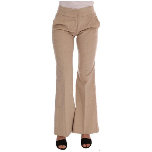Ermanno Scervino Chic Beige Bootcut Flared Pants Jeans & Pants Ermanno Scervino Rosy Brown
