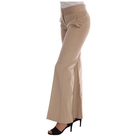 Ermanno Scervino Chic Beige Bootcut Flared Pants Jeans & Pants Ermanno Scervino Rosy Brown