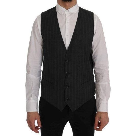 Dolce & Gabbana Gray STAFF Wool Stretch Vest