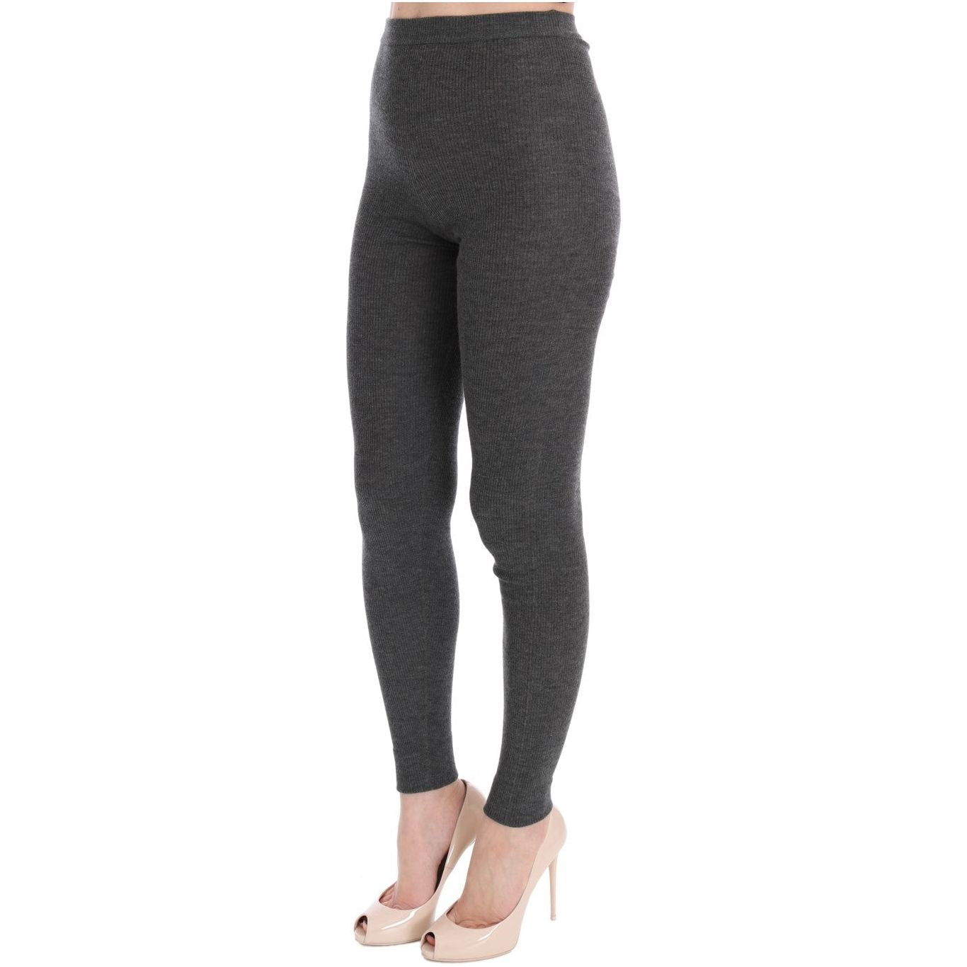 Dolce & Gabbana Chic Gray High Waist Cashmere Tights Pants Dolce & Gabbana Dark Slate Gray