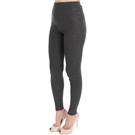 Dolce & Gabbana Chic Gray High Waist Cashmere Tights Pants Dolce & Gabbana Dark Slate Gray