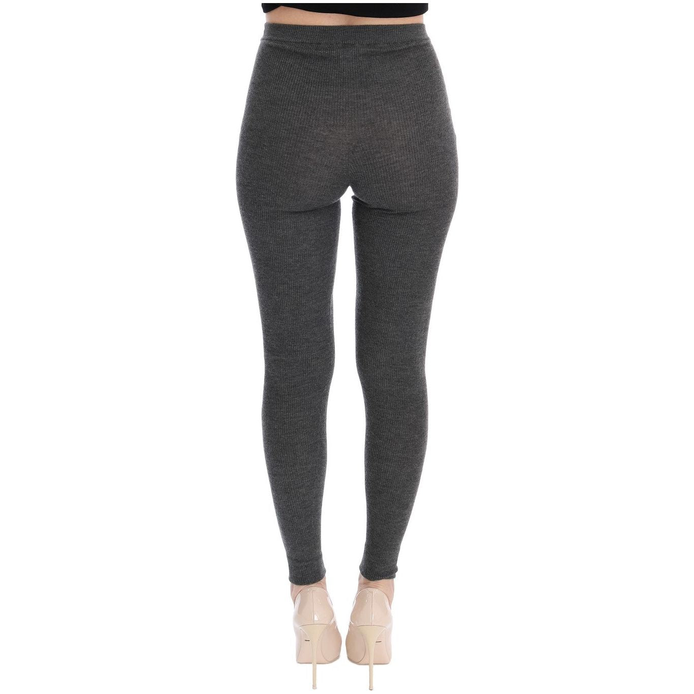 Dolce & Gabbana Chic Gray High Waist Cashmere Tights Pants Dolce & Gabbana Dark Slate Gray