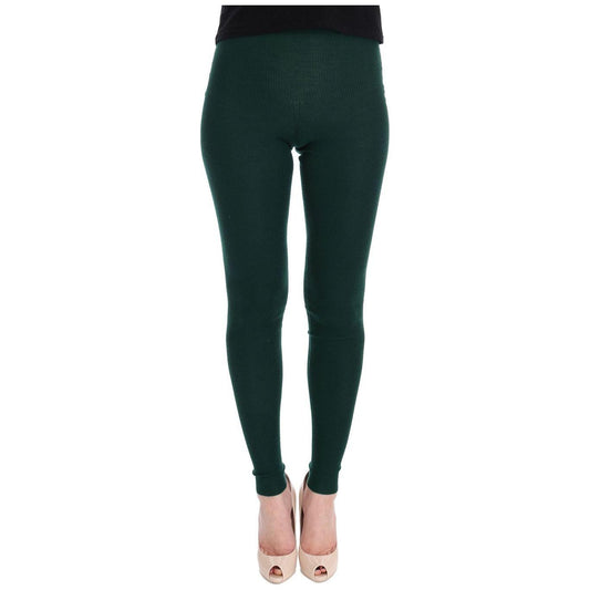Dolce & Gabbana Elegant High-Waist Cashmere Tights Pants Dolce & Gabbana Dark Slate Gray