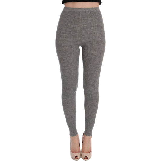 Dolce & Gabbana Elegant High Waist Cashmere Tights Pants Dolce & Gabbana Dim Gray