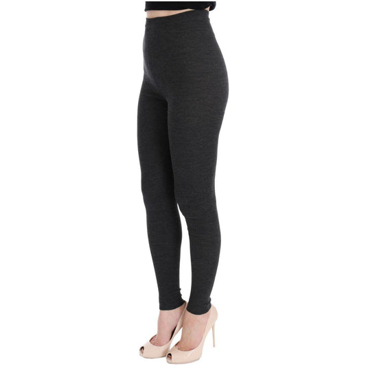 Dolce & Gabbana Elegant Gray High-Waist Wool Tights Pants Dolce & Gabbana Dark Slate Gray