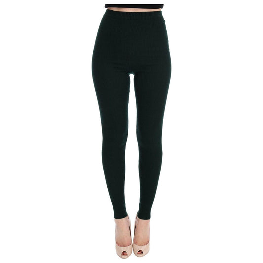 Dolce & Gabbana Elegant High Waist Green Wool Tights Dolce & Gabbana Black