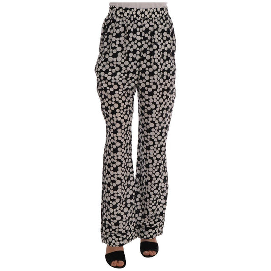 Dolce & Gabbana Elegant Polka Dot Silk High-Waist Pants Jeans & Pants Dolce & Gabbana Light Slate Gray