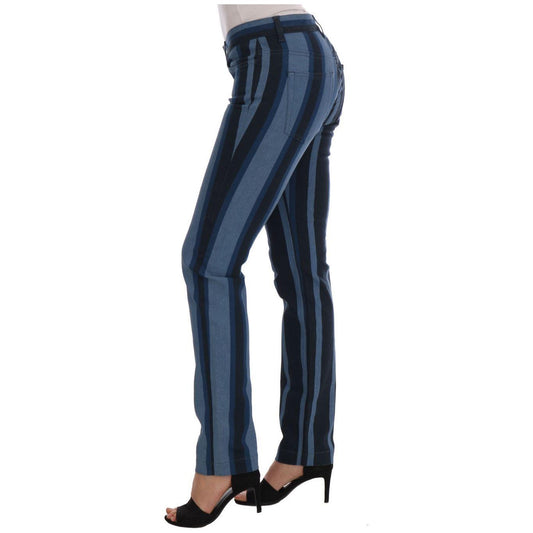 Dolce & Gabbana Chic Blue Striped Slim Fit Girly Jeans Dolce & Gabbana Dark Slate Gray