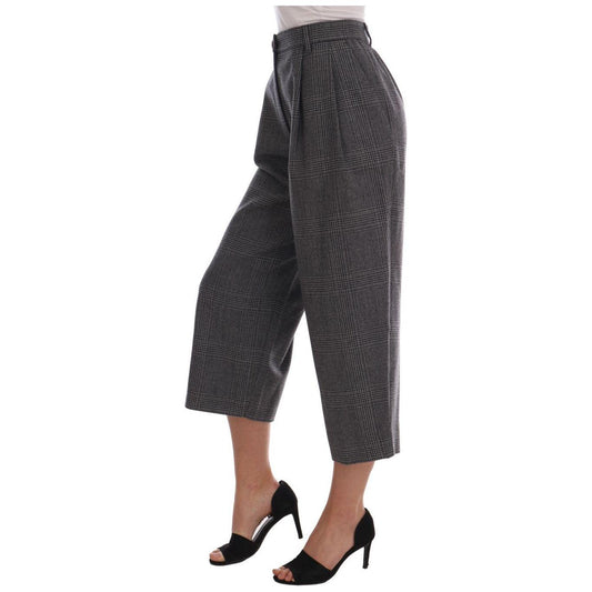 Dolce & Gabbana Elegant Gray Check Capri Wool Pants Dolce & Gabbana Dark Slate Gray