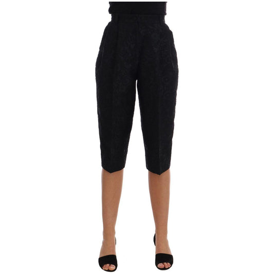 Dolce & Gabbana Elegant Floral Brocade Dress Shorts Jeans & Pants Dolce & Gabbana Black