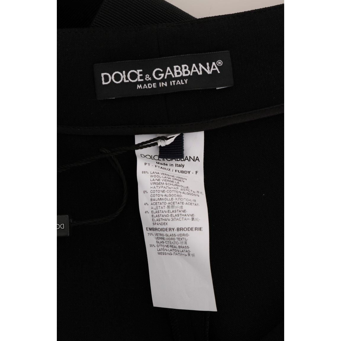 Dolce & Gabbana Black Wool Stretch Crystal Pants