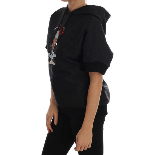 Dolce & Gabbana Enchanted Brocade Crystal Hooded Sweater Dolce & Gabbana Black