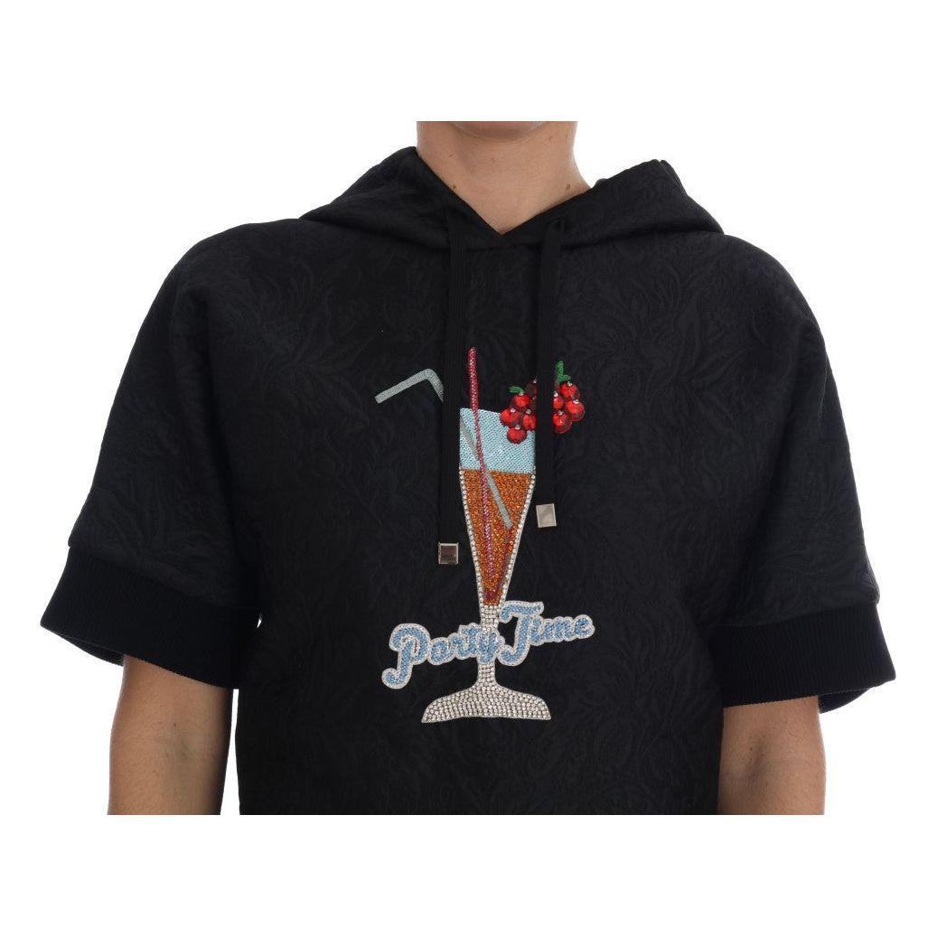 Dolce & Gabbana Enchanted Brocade Crystal Hooded Sweater Dolce & Gabbana Black
