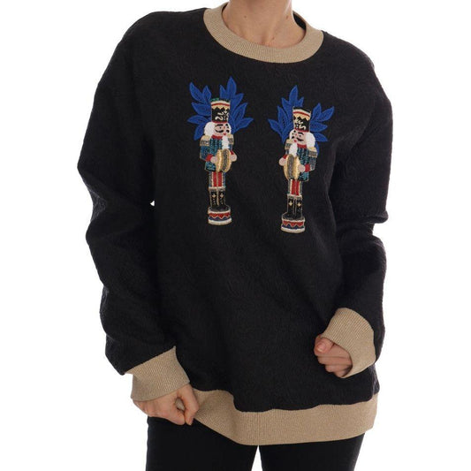 Dolce & Gabbana Enchanted Sequined Black Brocade Sweater Dolce & Gabbana Black