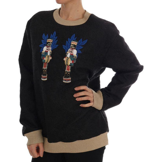 Dolce & Gabbana Enchanted Sequined Black Brocade Sweater Dolce & Gabbana Black