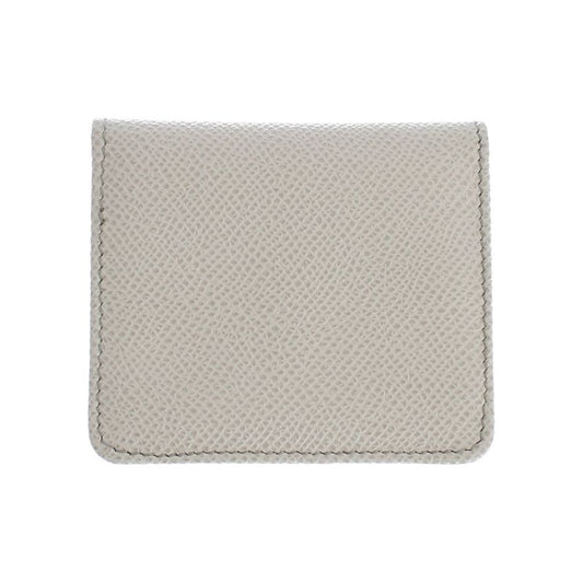 Dolce & Gabbana Sleek White Leather Condom Case Wallet Wallet Dolce & Gabbana Gray