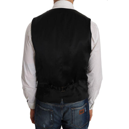 Dolce & Gabbana Gray Wool Patterned Slim Vest