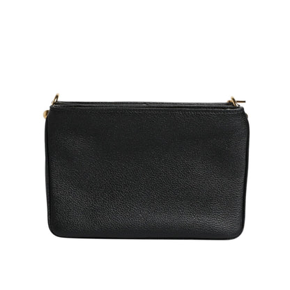 Dolce & Gabbana Black Grain Leather Logo Plaque Clutch Bag