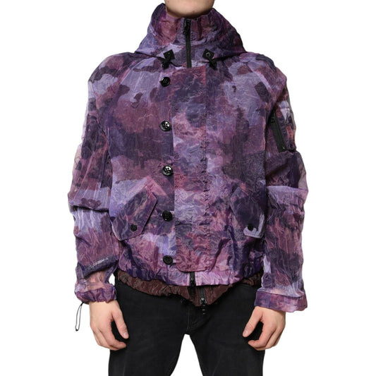 Dolce & Gabbana Dolce & Gabbana Purple Camouflage Hooded Men Blouson Jacket JKT4170-46