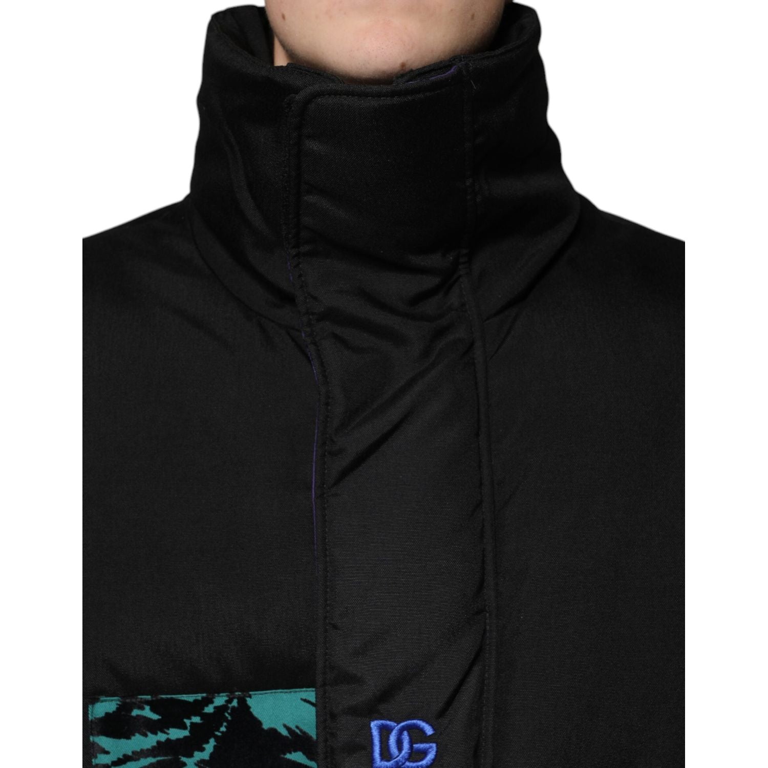 Dolce & Gabbana Black Nylon Puffer Men Full Zip Jacket