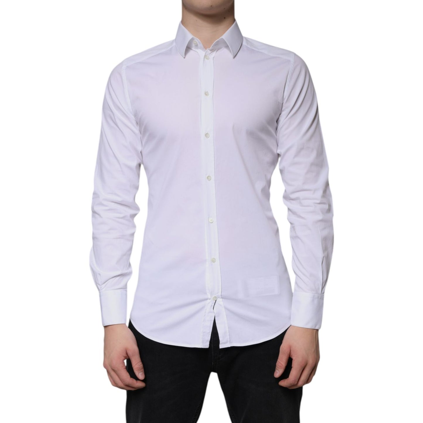 Dolce & Gabbana White Cotton Formal Men GOLD Dress Shirt