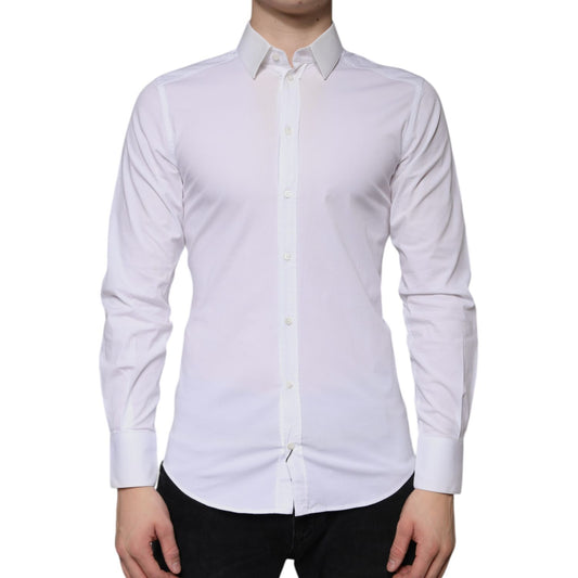 Dolce & Gabbana White Cotton Formal Men GOLD Dress Shirt