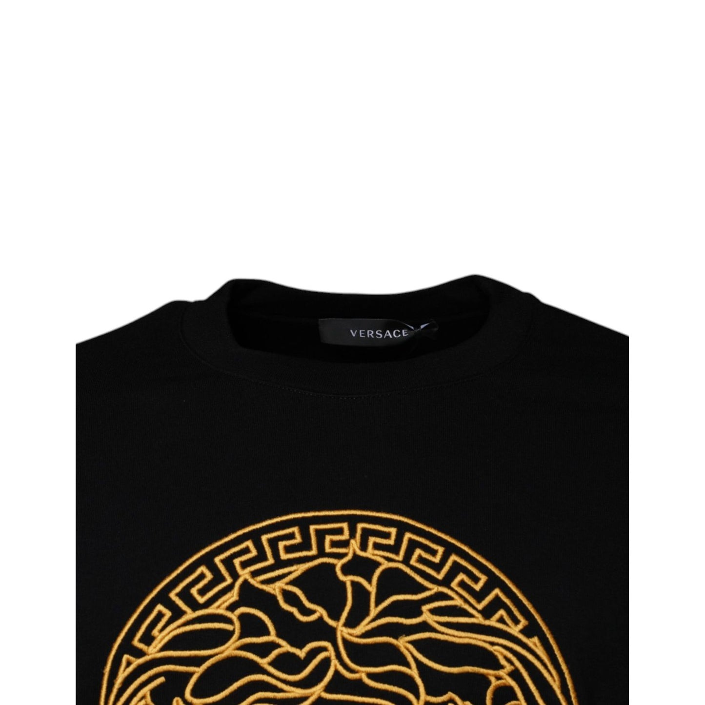 Versace Black Medusa Embroidery Crew Neck Pullover Sweater