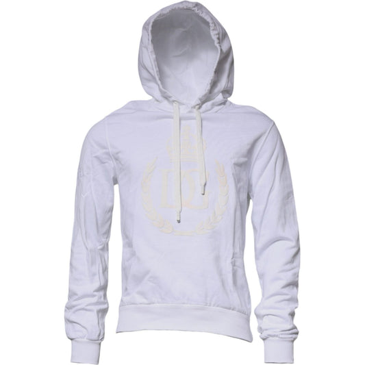 Dolce & Gabbana White Logo Hooded Pullover Sweatshirt Sweater