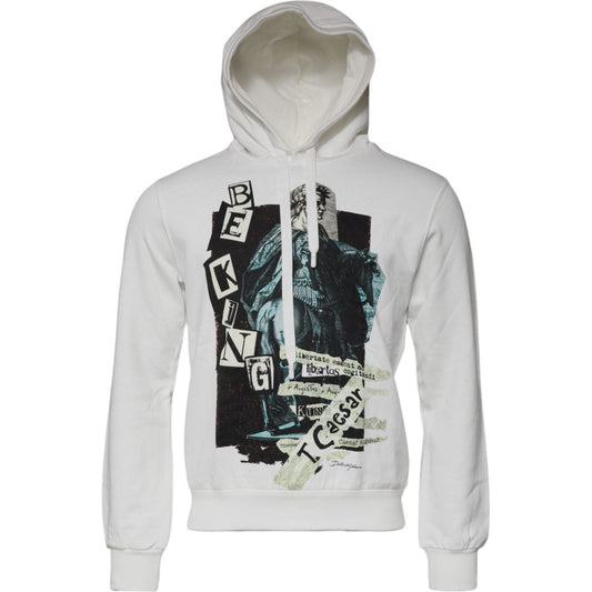 Dolce & Gabbana White Caesar Cotton Hooded Pullover Sweater