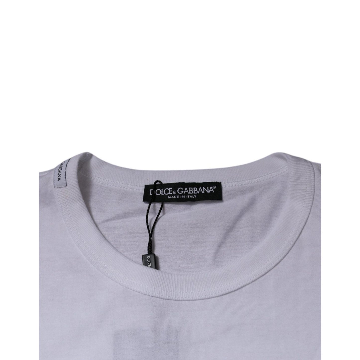 Dolce & Gabbana White Panda King Cotton Crew Neck T-shirt