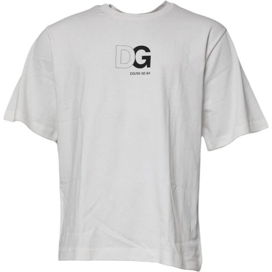 Dolce & Gabbana White DG Logo Crew Neck Short Sleeves T-shirt
