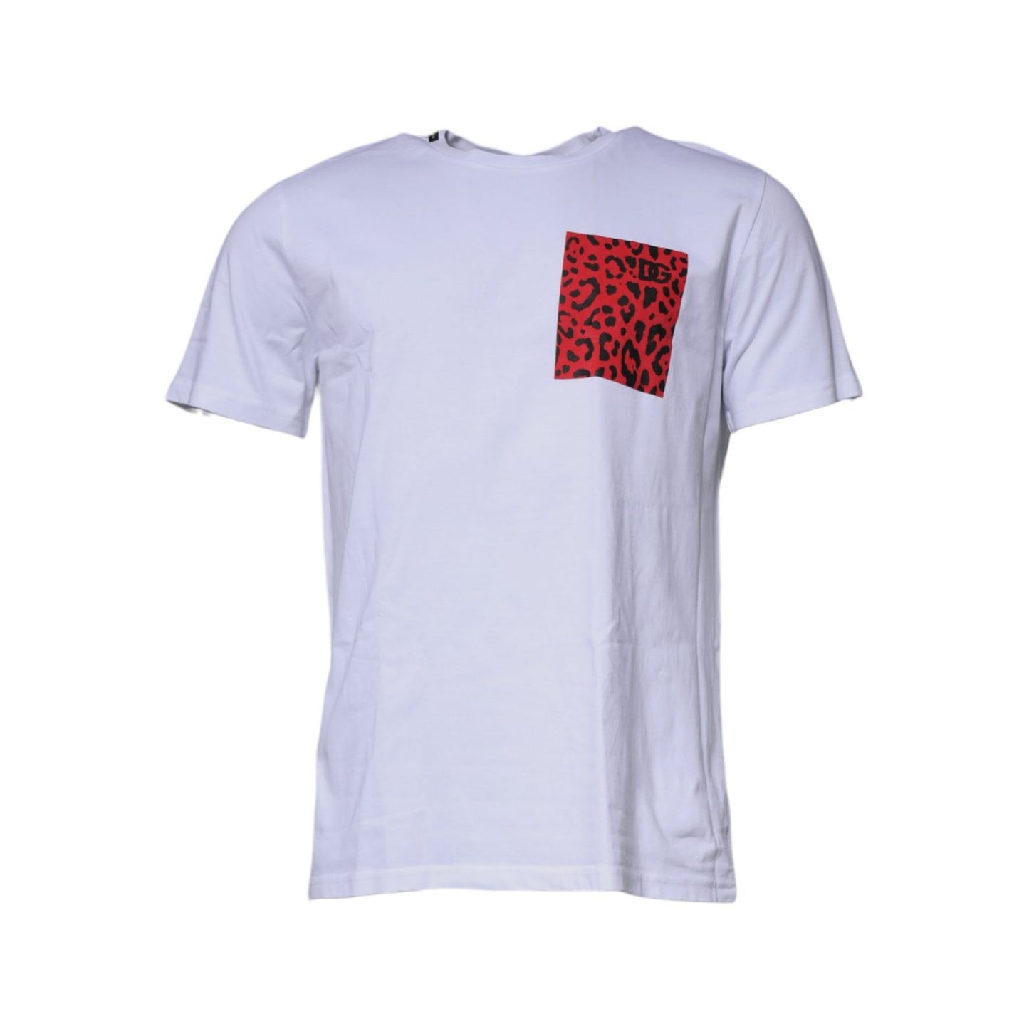 Dolce & Gabbana White Red Leopard Cotton Crew Neck T-shirt