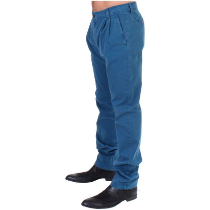 GF Ferre Blue Cotton Straight Fit Chinos