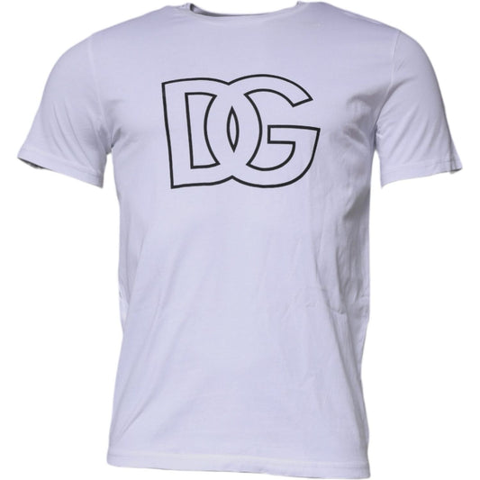 Dolce & Gabbana White DG Logo Cotton Crew Neck T-shirt