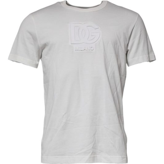 Dolce & Gabbana White DG Logo Cotton Crew Neck T-shirt