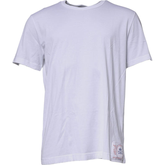 Dolce & Gabbana White Cotton Crew Neck Short Sleeve T-shirt